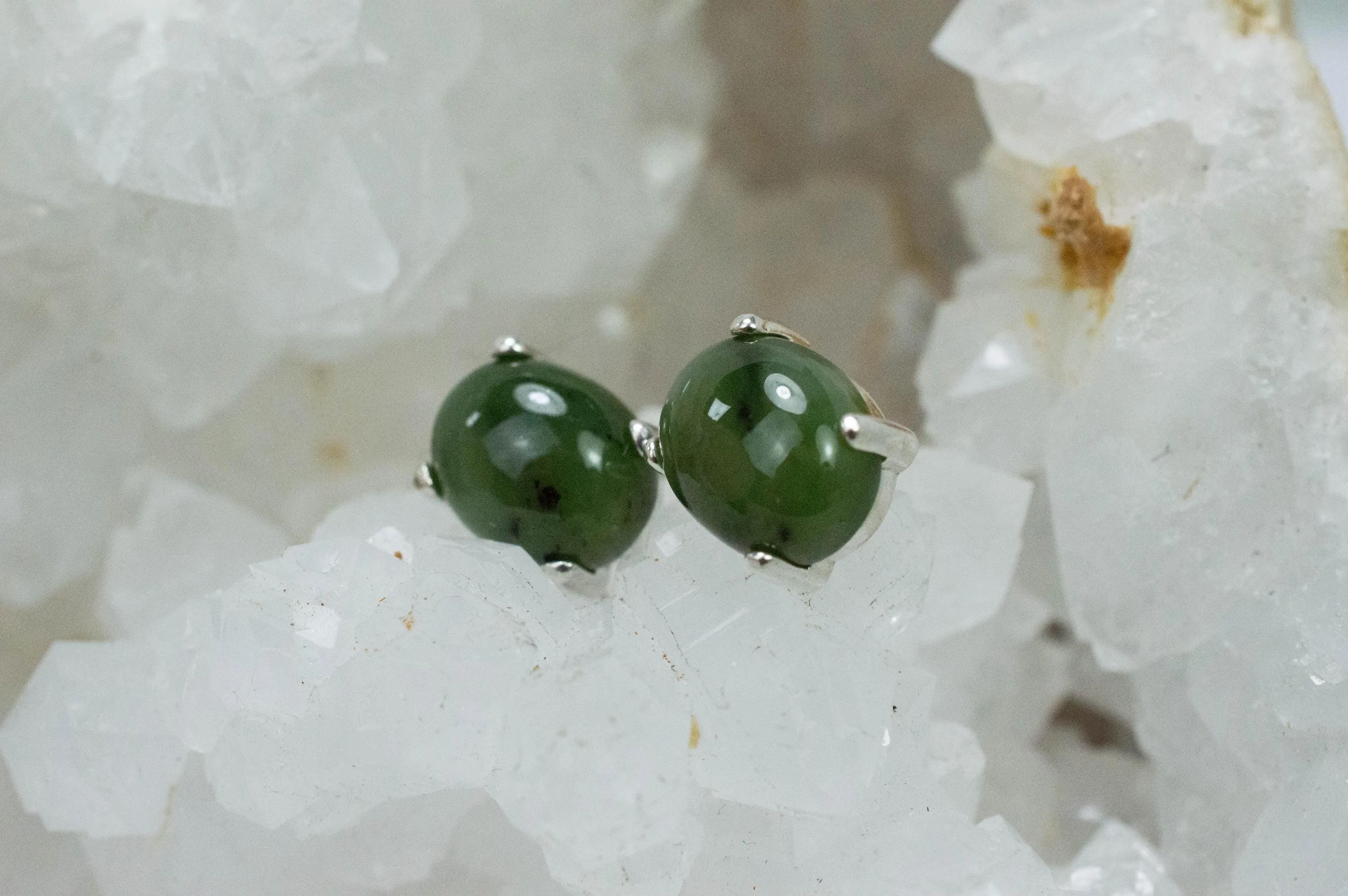 Jade Earrings; Natural Untreated Wyoming Nephrite Jade; 6.400cts