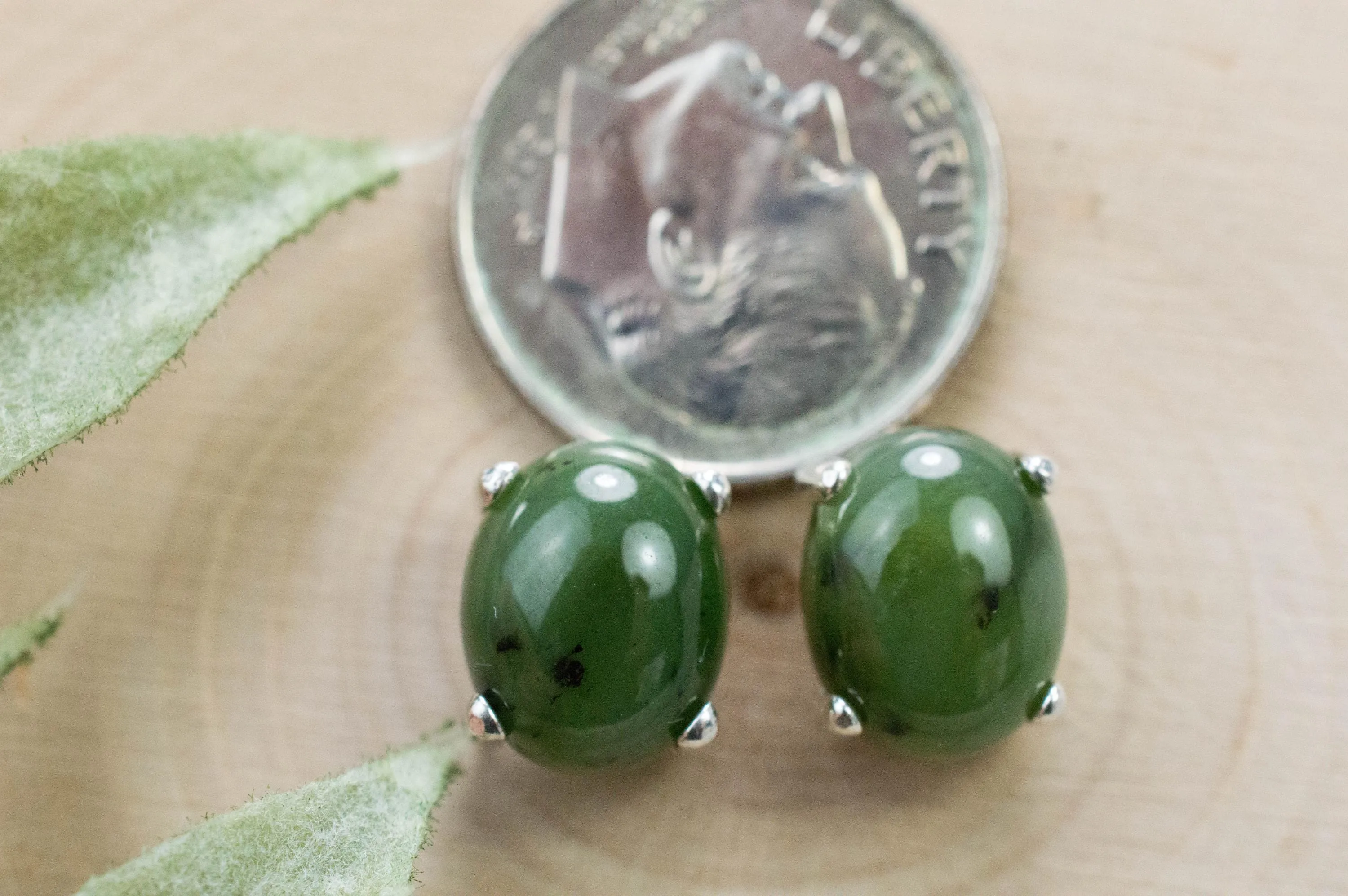 Jade Earrings; Natural Untreated Wyoming Nephrite Jade; 6.400cts