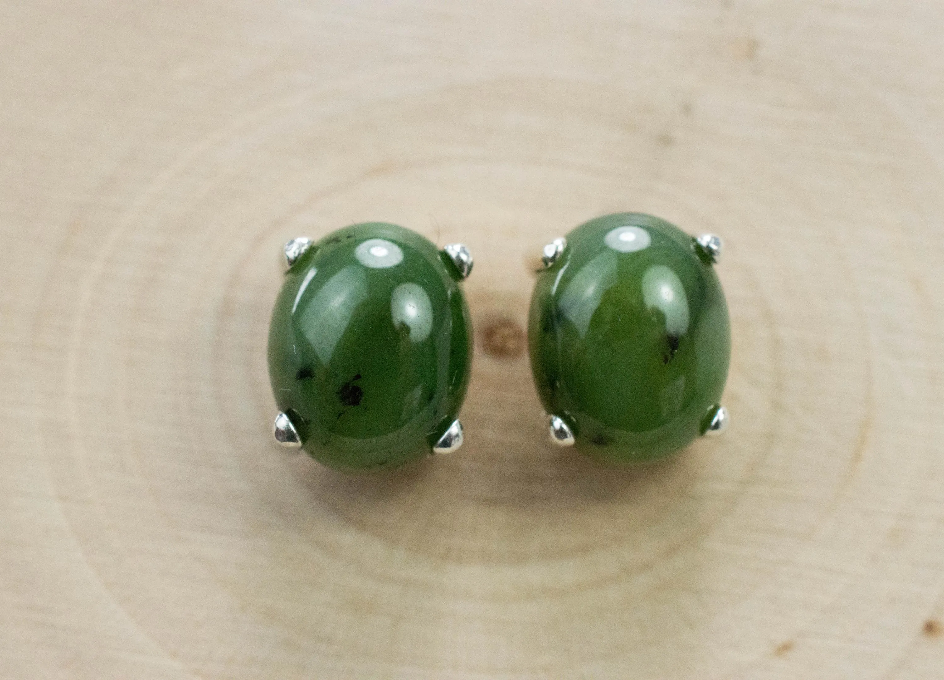 Jade Earrings; Natural Untreated Wyoming Nephrite Jade; 6.400cts