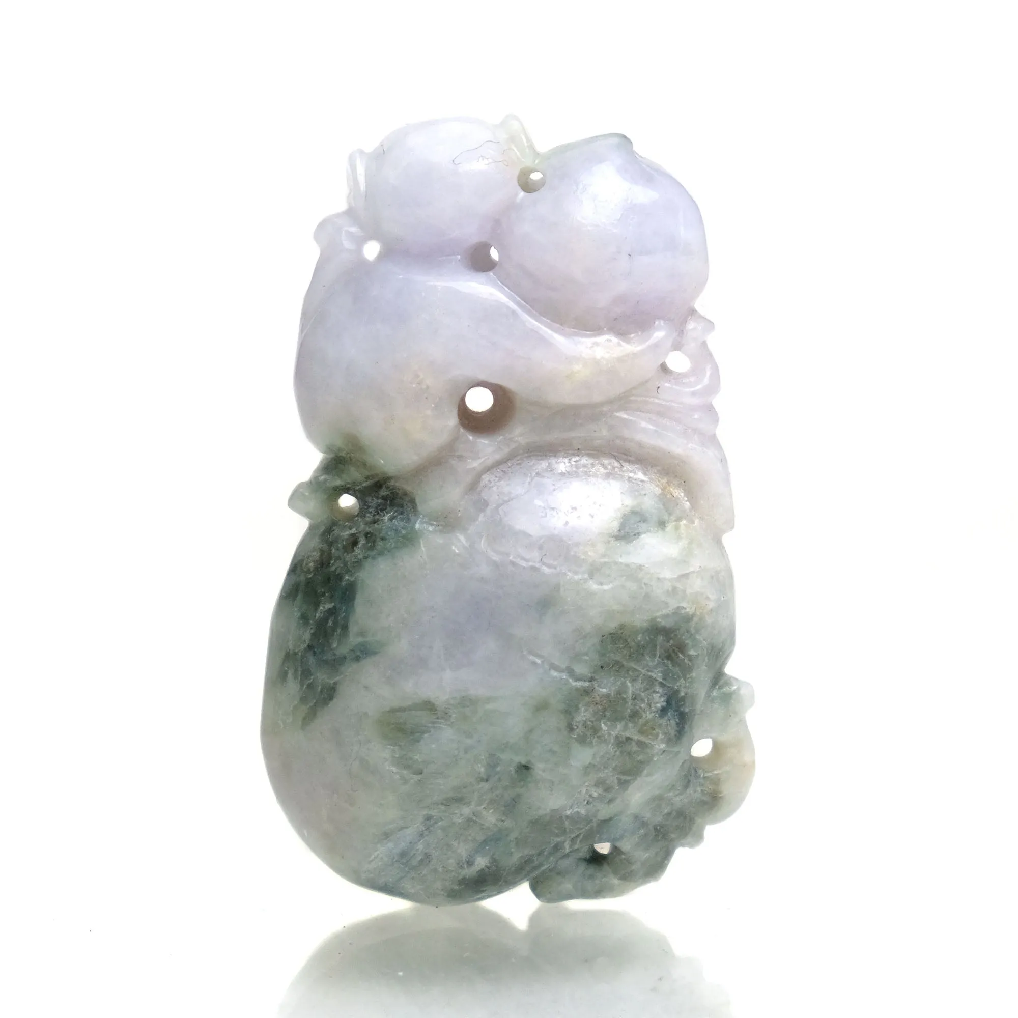 Jade Good Natured Monkey Holding the Peach of Longevity Nephrite Pendant