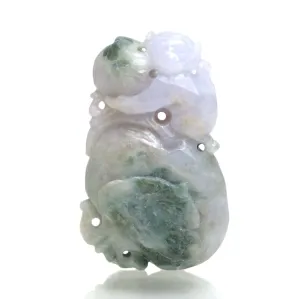 Jade Good Natured Monkey Holding the Peach of Longevity Nephrite Pendant