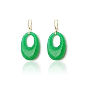 Jade Hoops Hanging Earrings (14K)