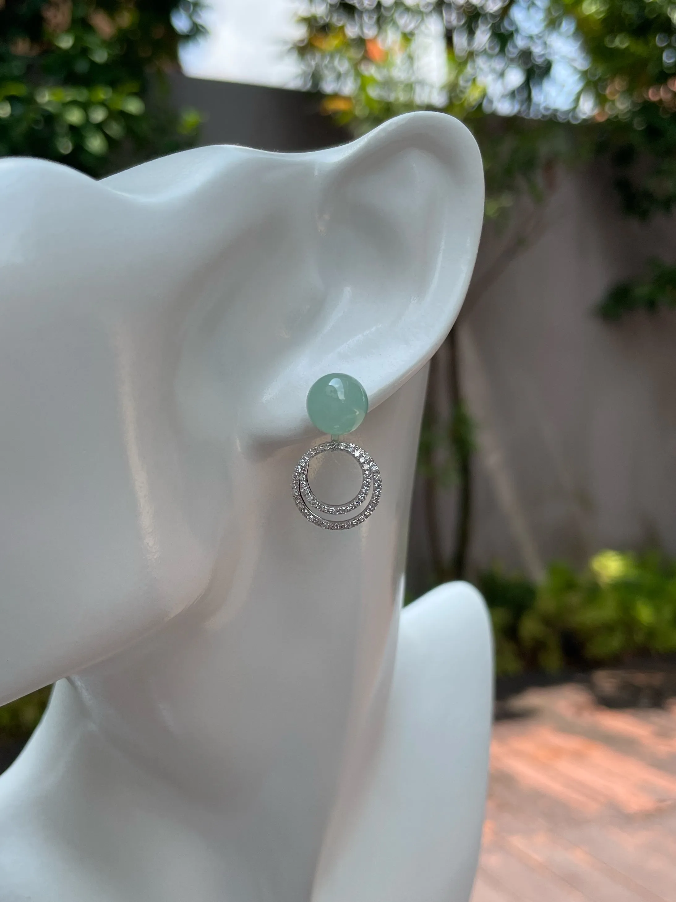 Light Green Jade Ball Earrings (NJE106)