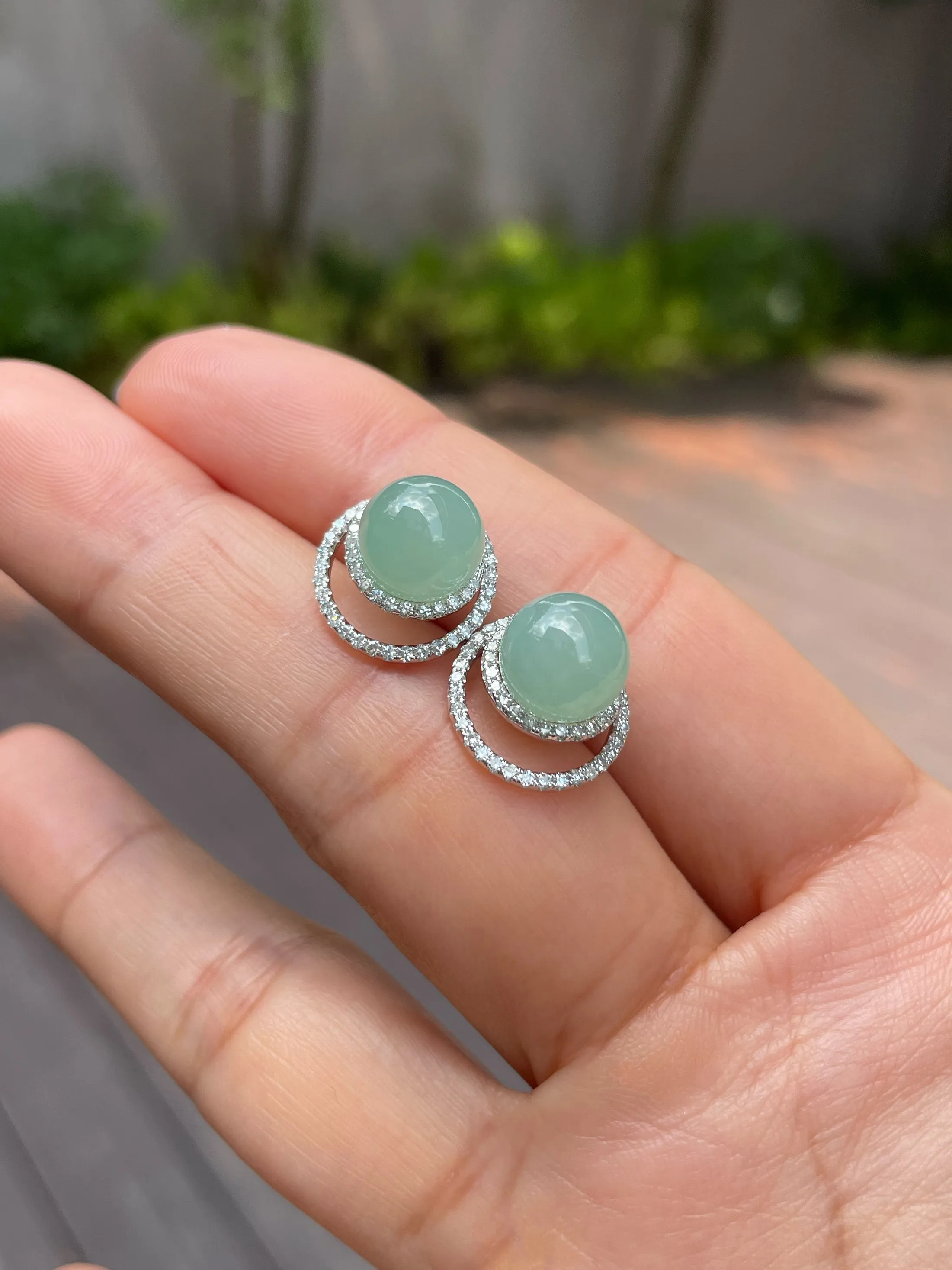 Light Green Jade Ball Earrings (NJE106)