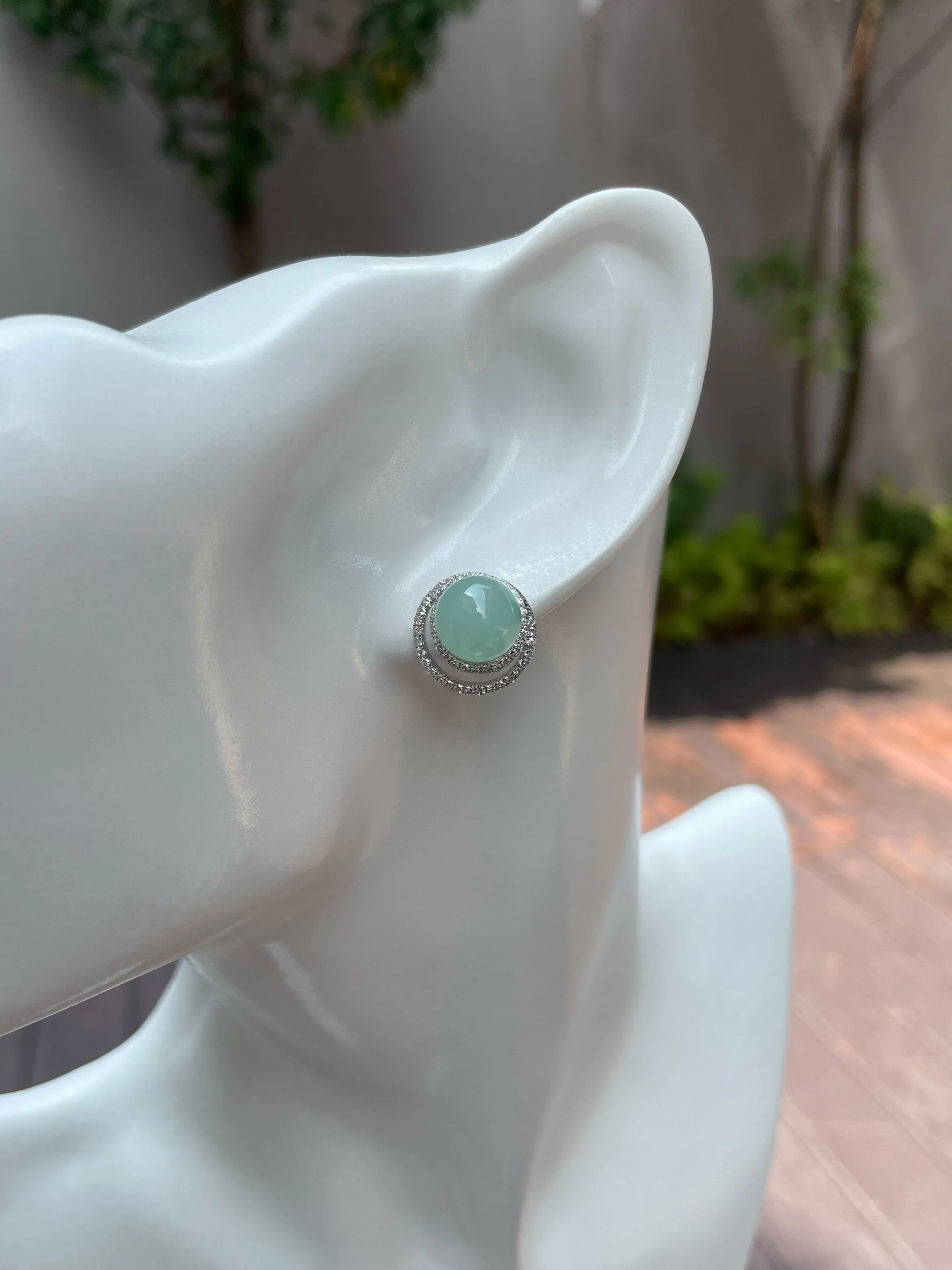 Light Green Jade Ball Earrings (NJE106)