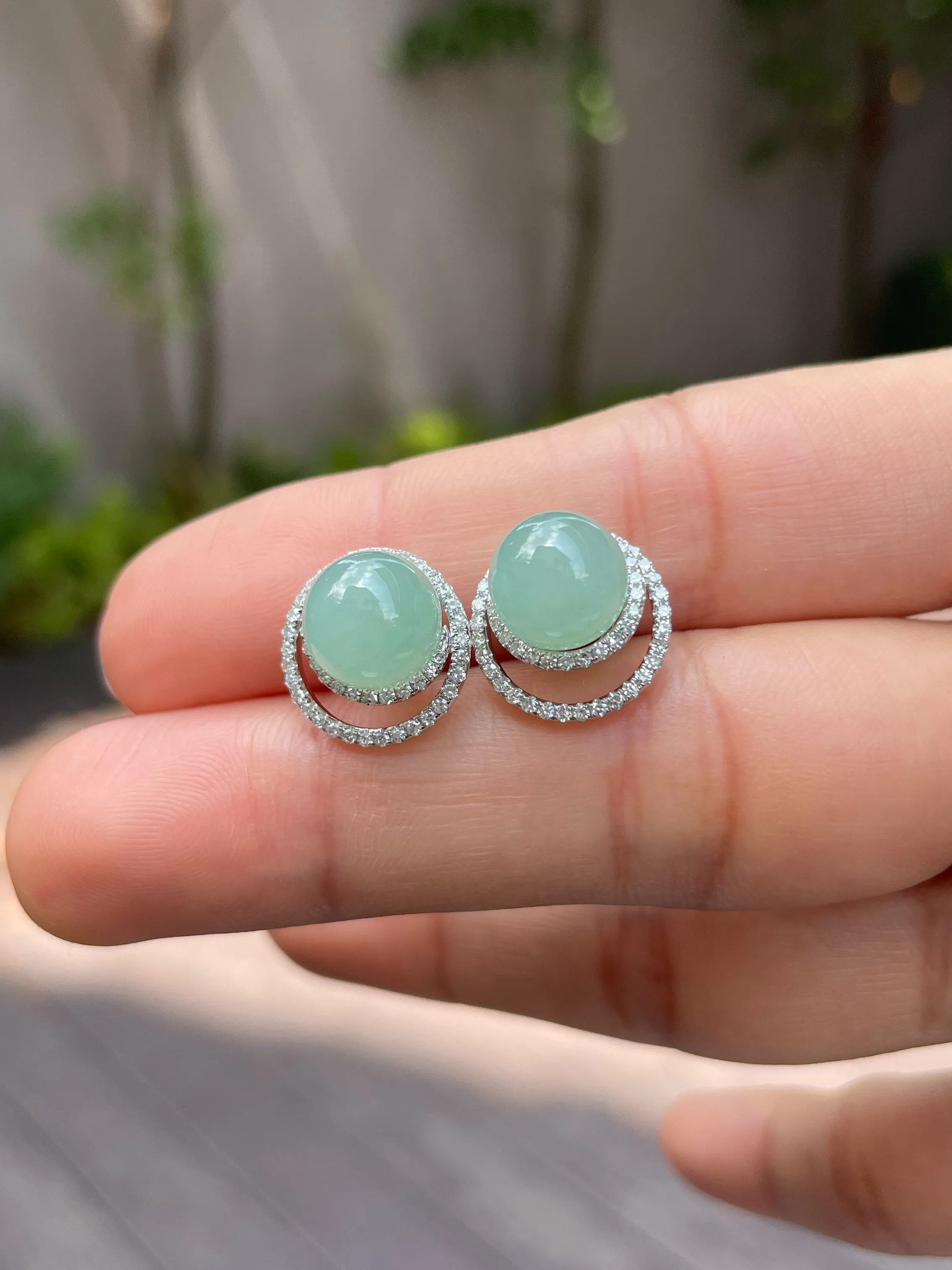 Light Green Jade Ball Earrings (NJE106)