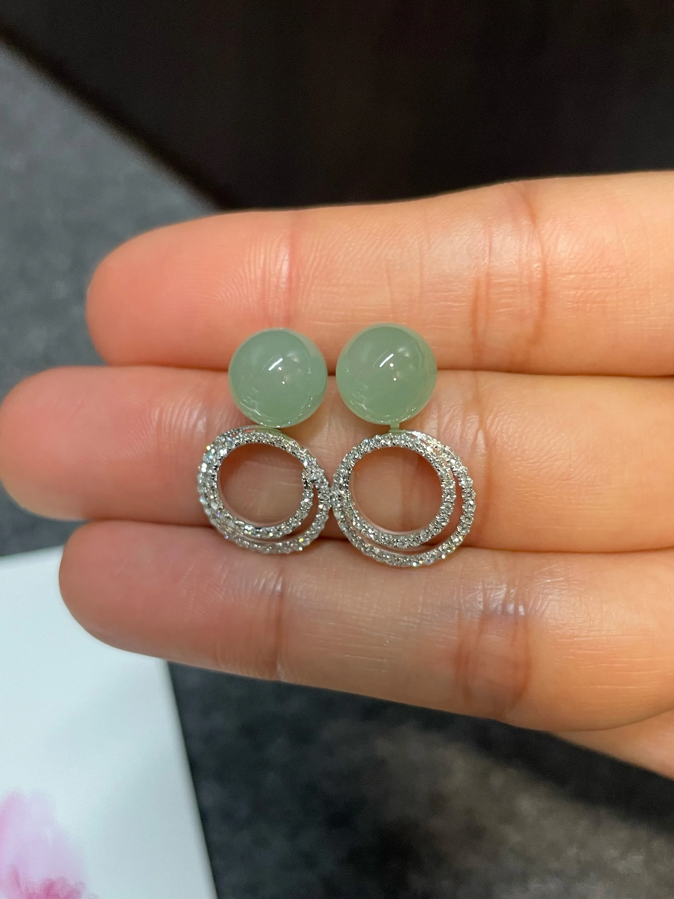 Light Green Jade Ball Earrings (NJE106)
