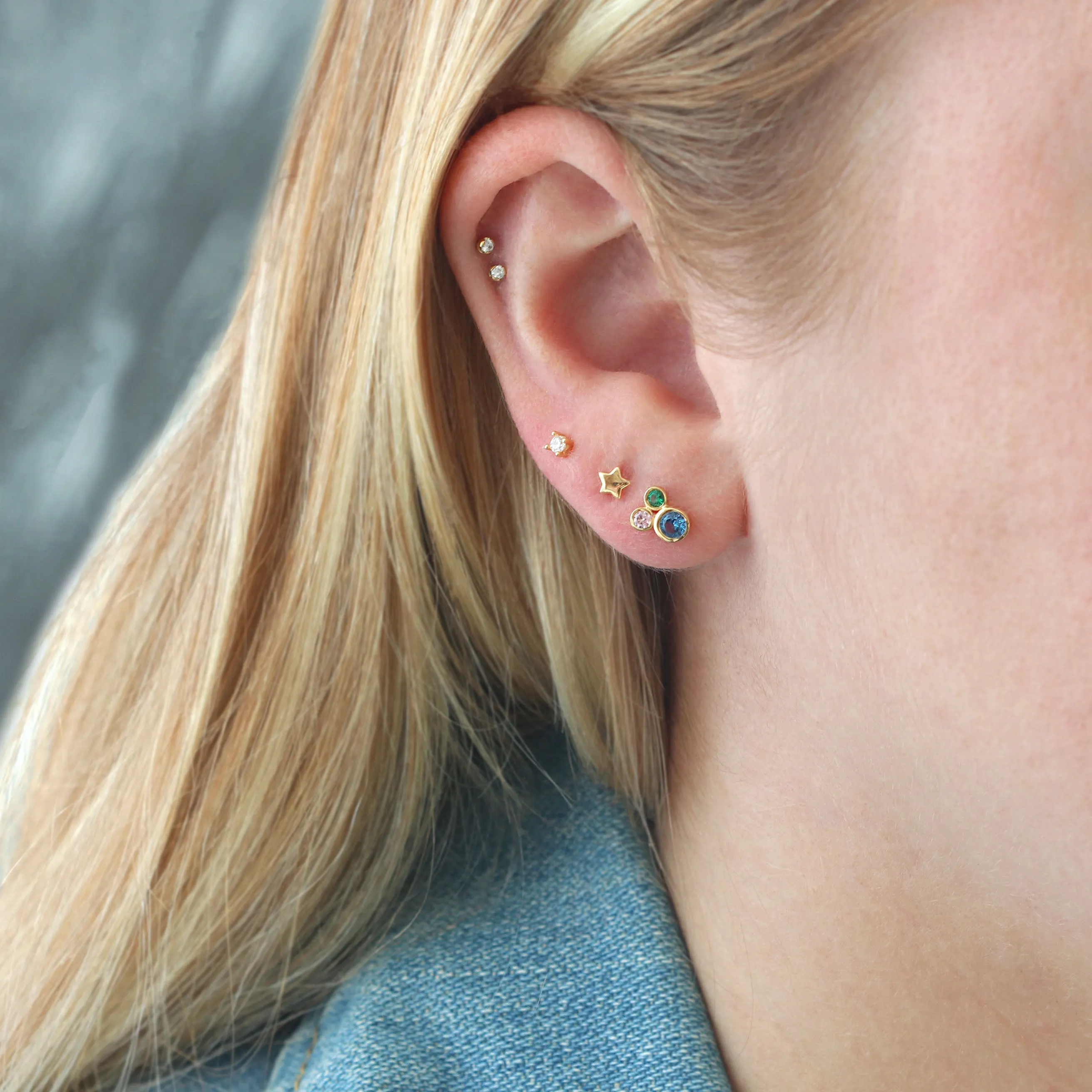 Modernist Bezel Crystal Stud Earrings