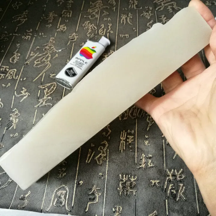 Natural Kunlun Jade Rough Nephrite Raw (492g, 19X7X3.4cm)