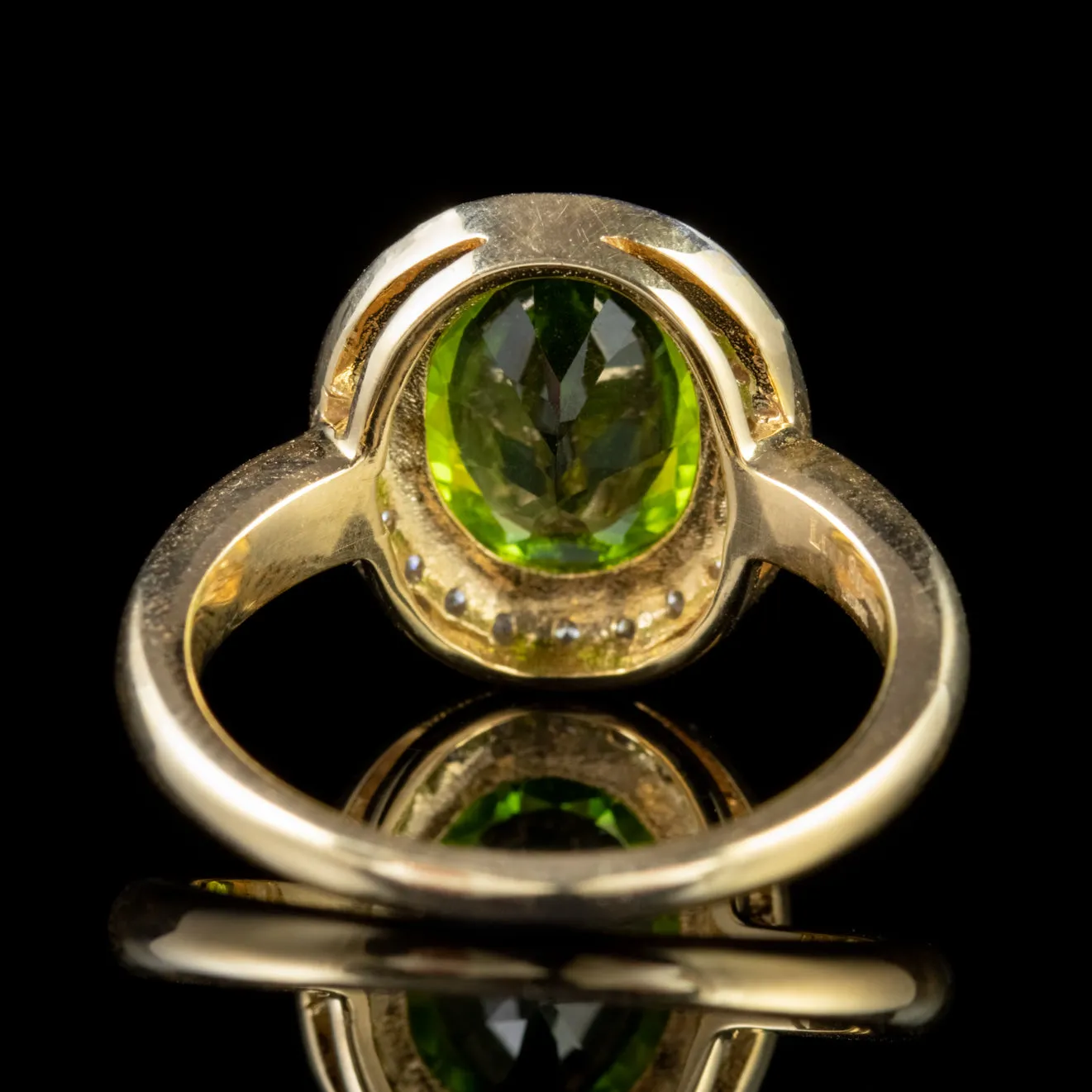 Peridot Diamond Cluster Ring 9Ct Gold 3Ct Peridot