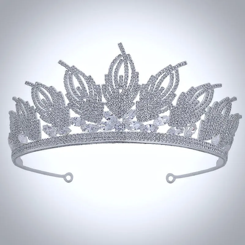 "Elaine" -  Cubic Zirconia Wedding Tiara - Available in Silver and Gold