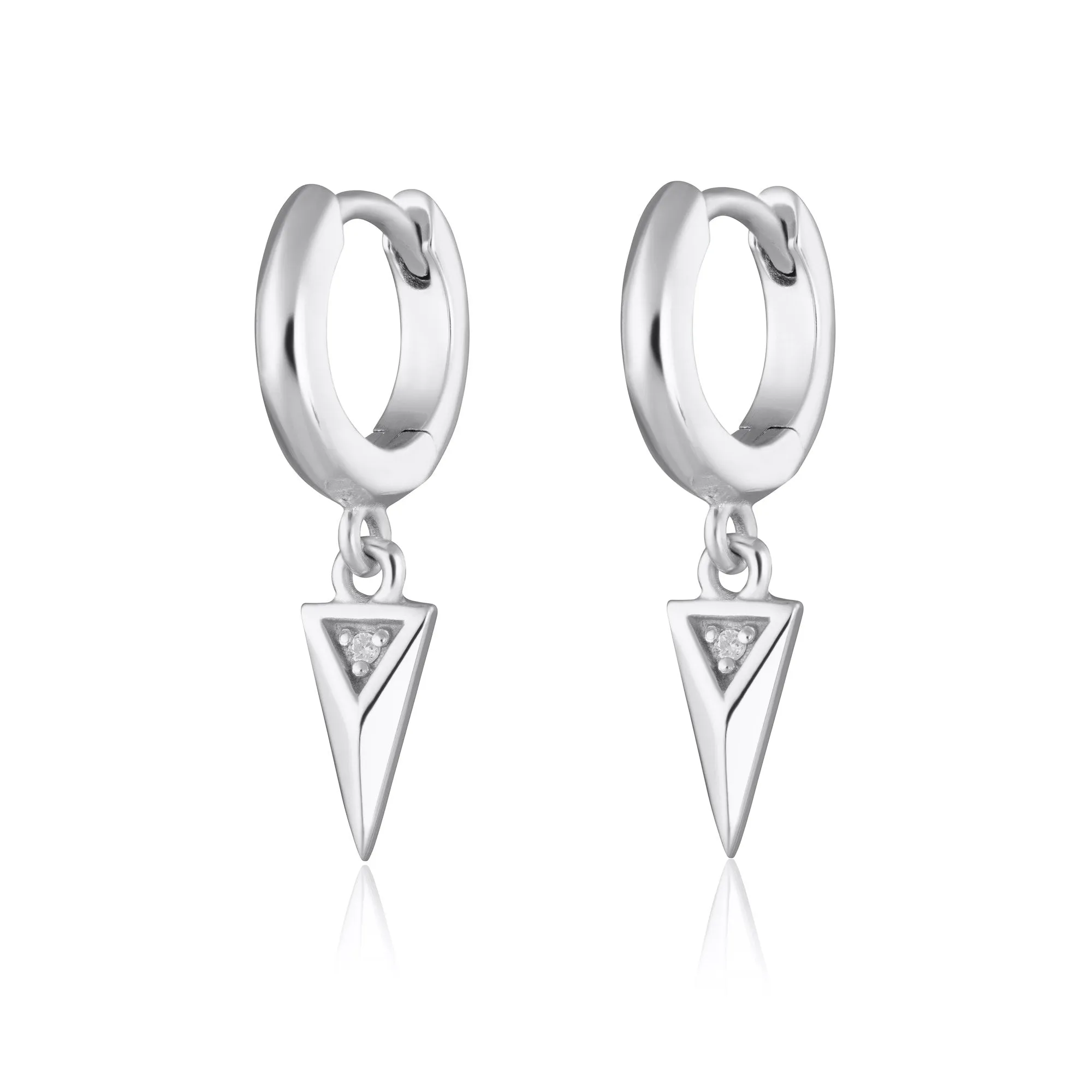 Rebel Charm Hoop Earrings - Silver - SPS-203a