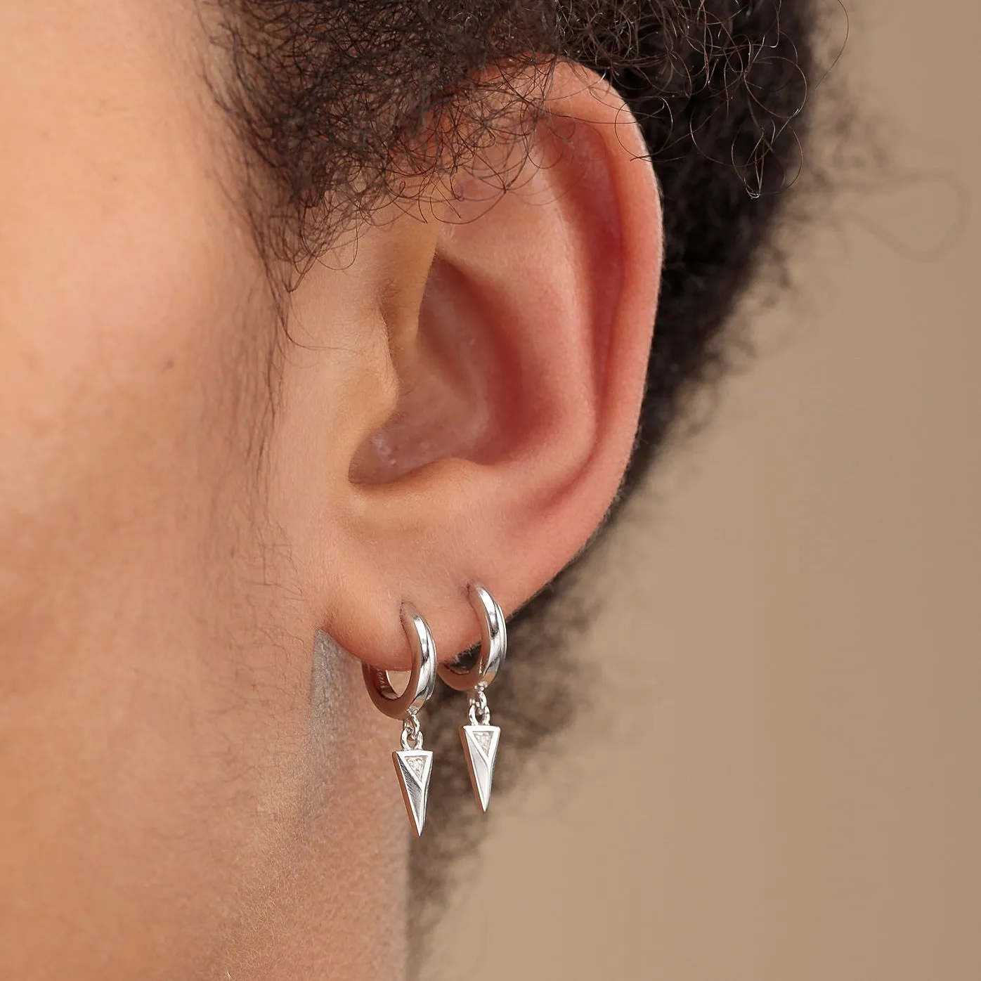Rebel Charm Hoop Earrings - Silver - SPS-203a