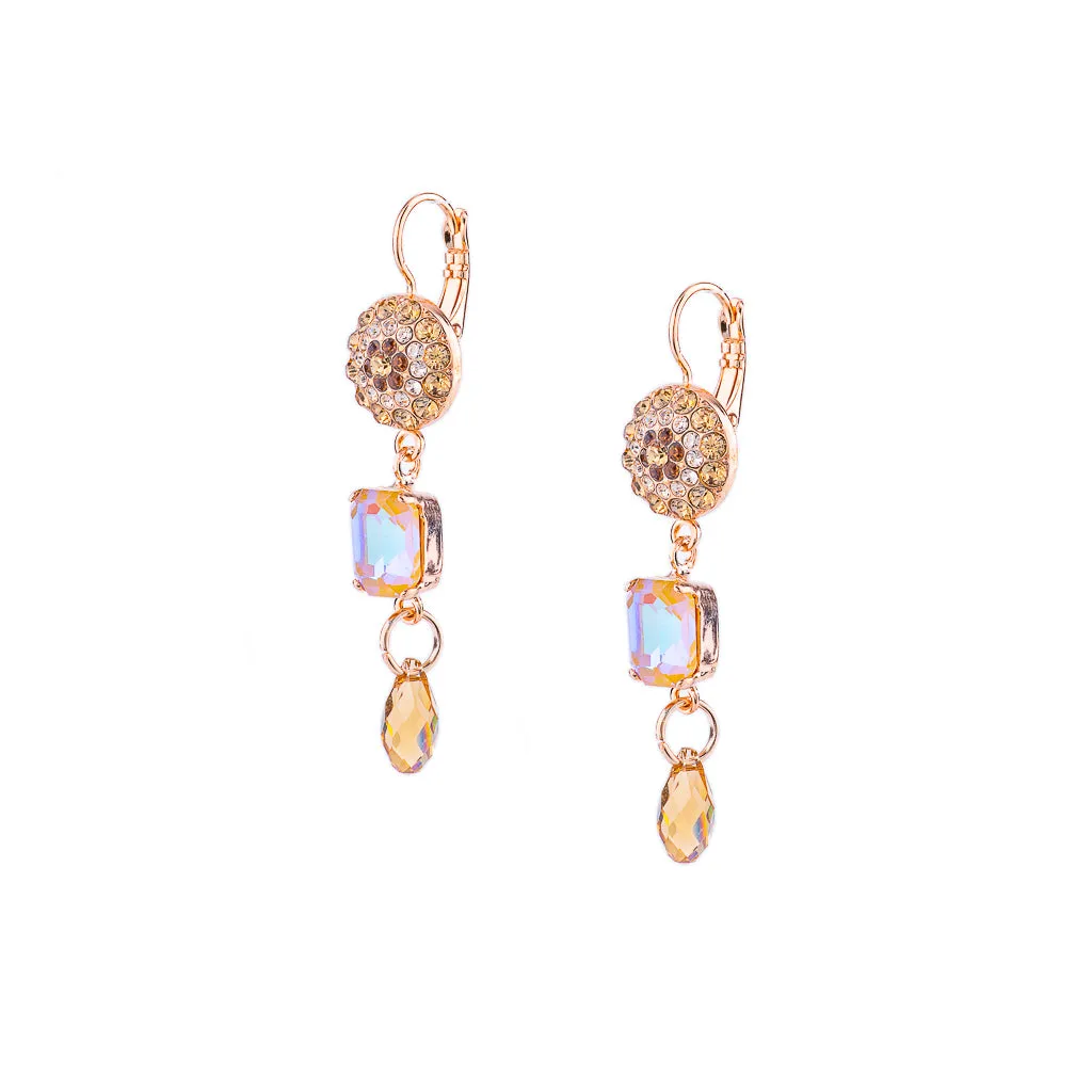 Round Pavé and Emerald Cut Leverback Earrings in "Chai" *Preorder*