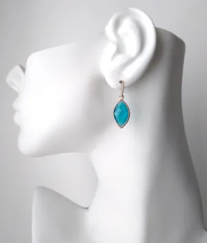 Sea Blue Jade Single Drop Earrings