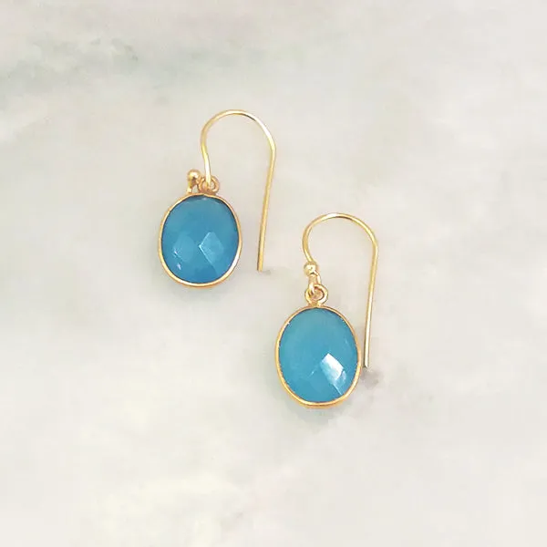 Seafoam Green Jade Single Drop Hook Earrings
