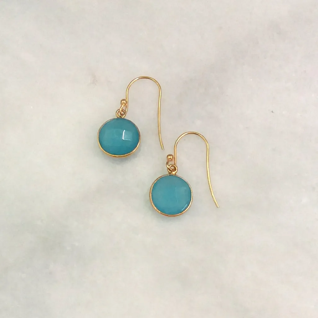 Seafoam Green Jade Single Drop Hook Earrings