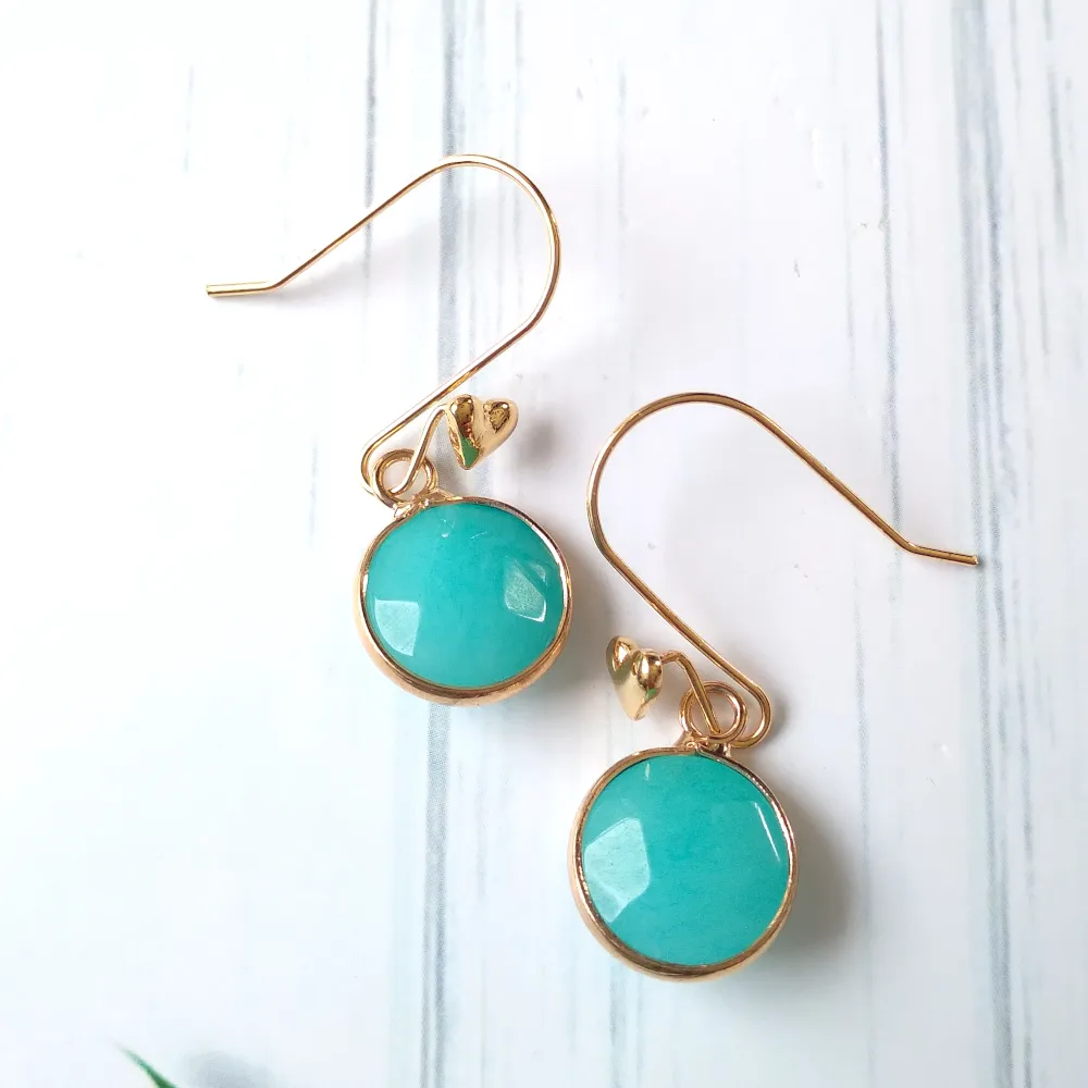Seafoam Green Jade Single Drop Hook Earrings