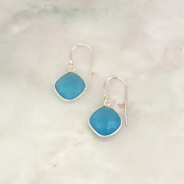 Seafoam Green Jade Single Drop Hook Earrings