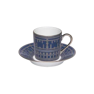 Set of 2 Coffee Cups and Saucers Tiara black platinum