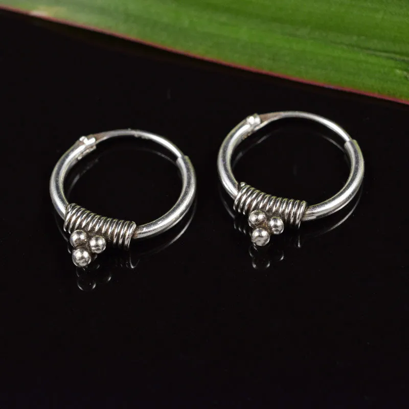 Silver Hoop Earrings 'Ladaki'