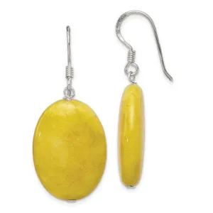 Silver Yellow Jade Earrings
