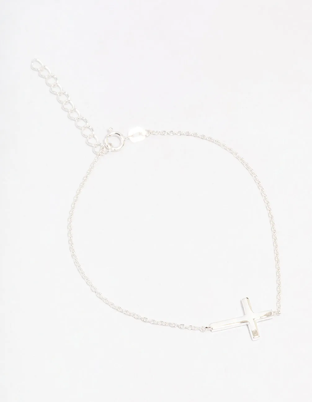 Sterling Silver Horizontal Cross Bracelet