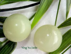 Women's Wellness Sale- Pair Green Jade Ben Wa Kegel Balls-Undrilled, No Hole