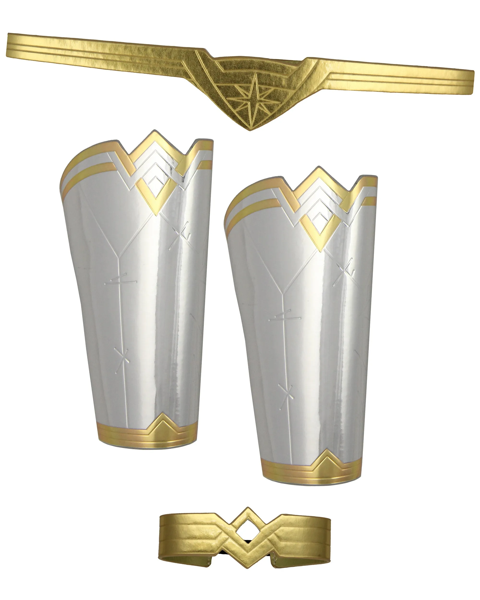 Wonder Woman Costume Accessories Cuffs Gauntlets Tiara Set Comic Book Superhero