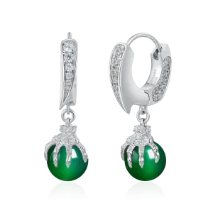 WONG Ⅱ Ridge Iced Out Jade Drop Earrings - Pair