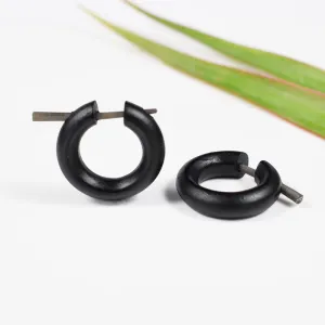 Wooden Hoop Tribal Earrings 'Mawar'