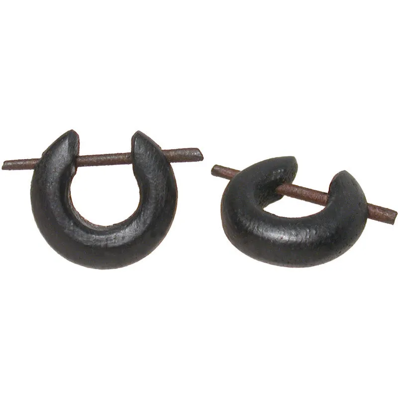 Wooden Hoop Tribal Earrings 'Mawar'